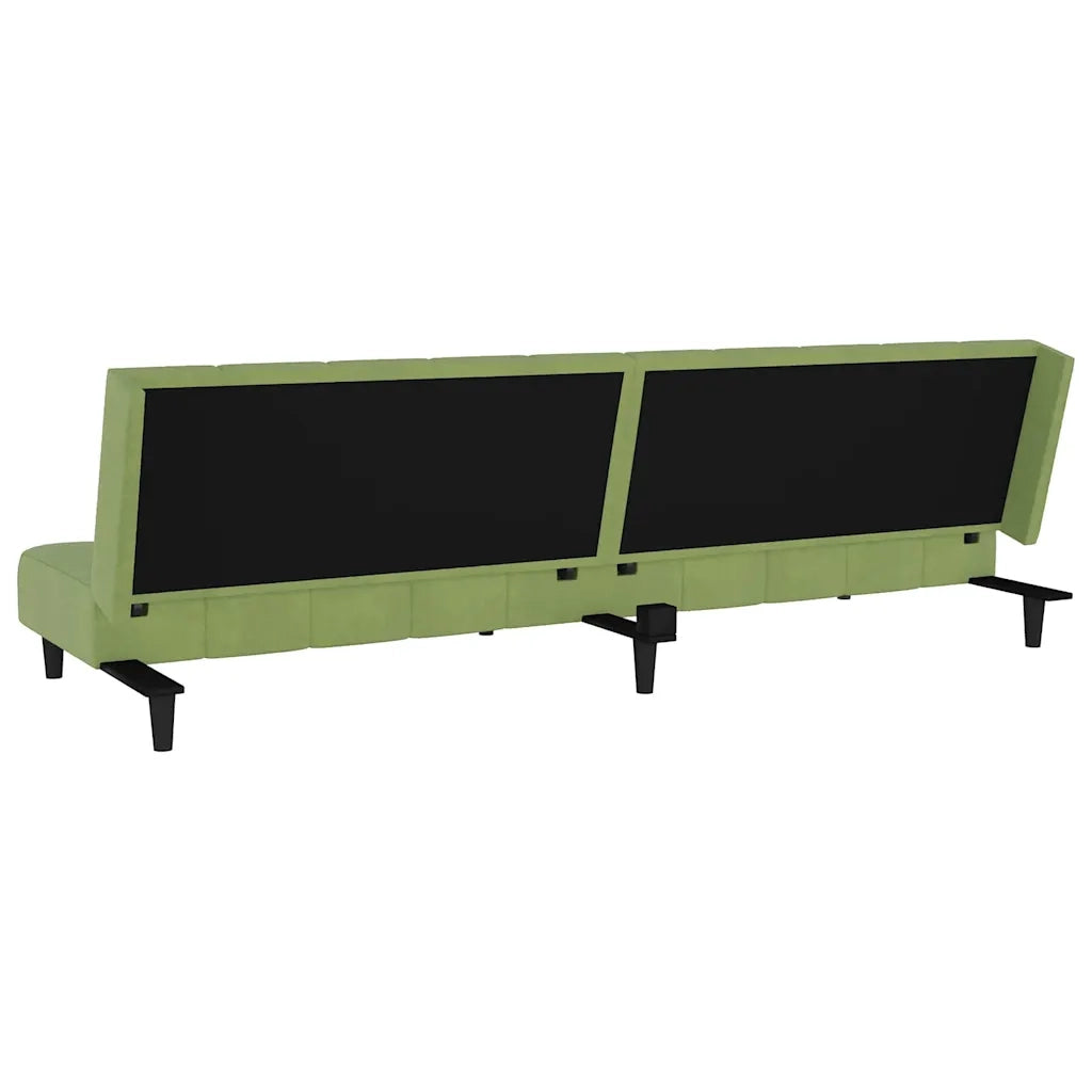 Divano Letto a 2 Posti Verde Chiaro in Velluto 375766