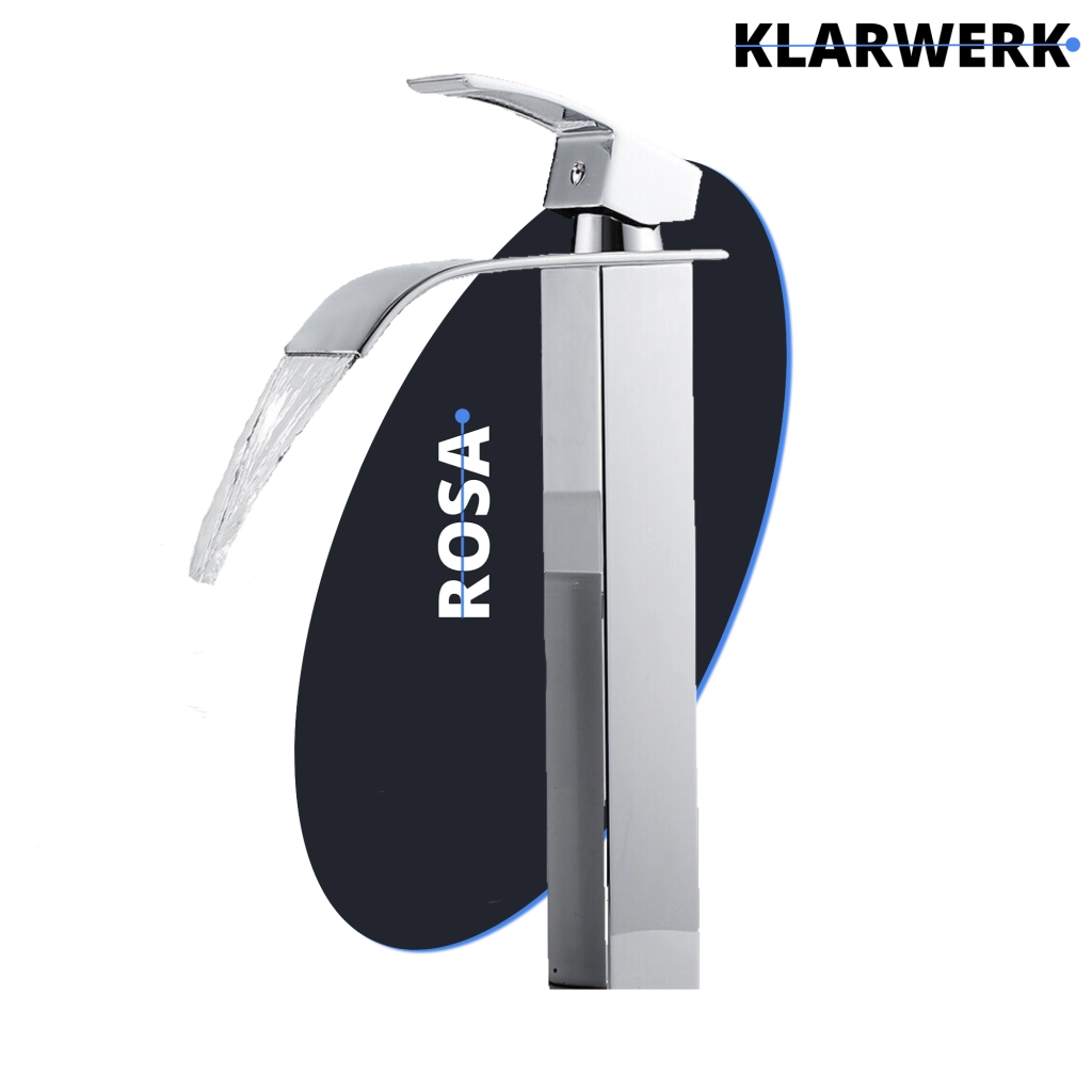 ROSA | Rubinetto da bagno premium a cascata alta cromato | miscelatore Hotel Gastro Premium per lavabo freestanding - in acciaio inox con bocca alta