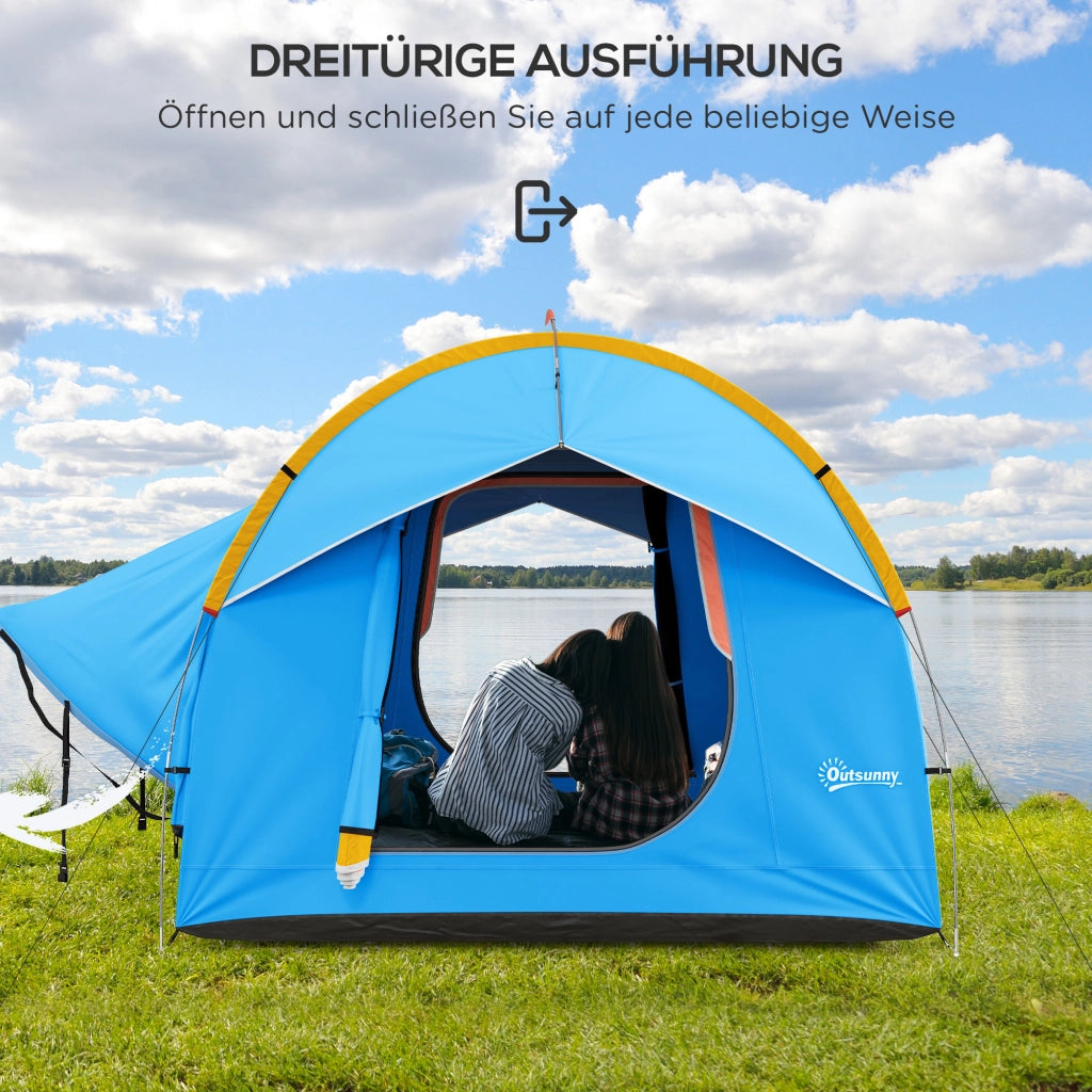 Tenda da campeggio 3 porte ¨C zephmum ¨C 239x210x210 cm, arancione e blu