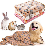 Set di coperte per cani 3 pezzi - Fleece soffice - Lavabile - Disegno dei piedi - 60 x 40 cm - Sostenibile e comodo - Coperta per animali domestici