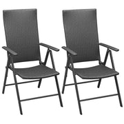 Sedie da Giardino Impilabili 2 pz in Polyrattan Nere cod mxl 9998
