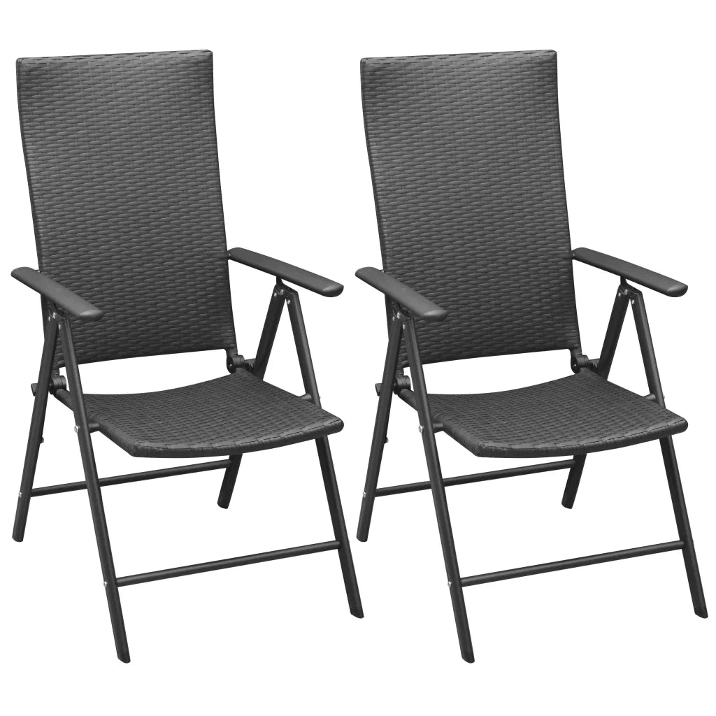 Sedie da Giardino Impilabili 2 pz in Polyrattan Nere cod mxl 9998