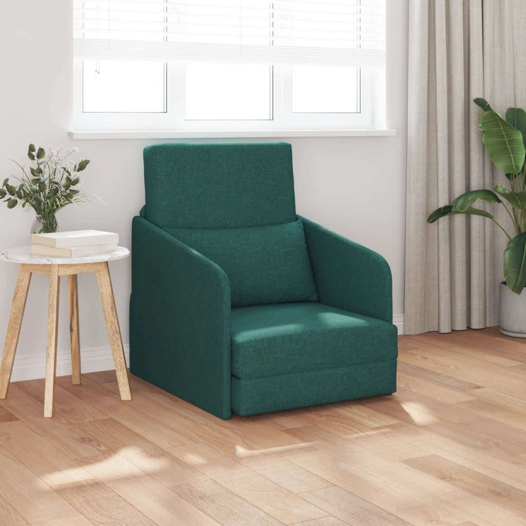 Sofa Letto da Terra 2-in-1 Verde Scuro 65x80x83 cm Tessuto