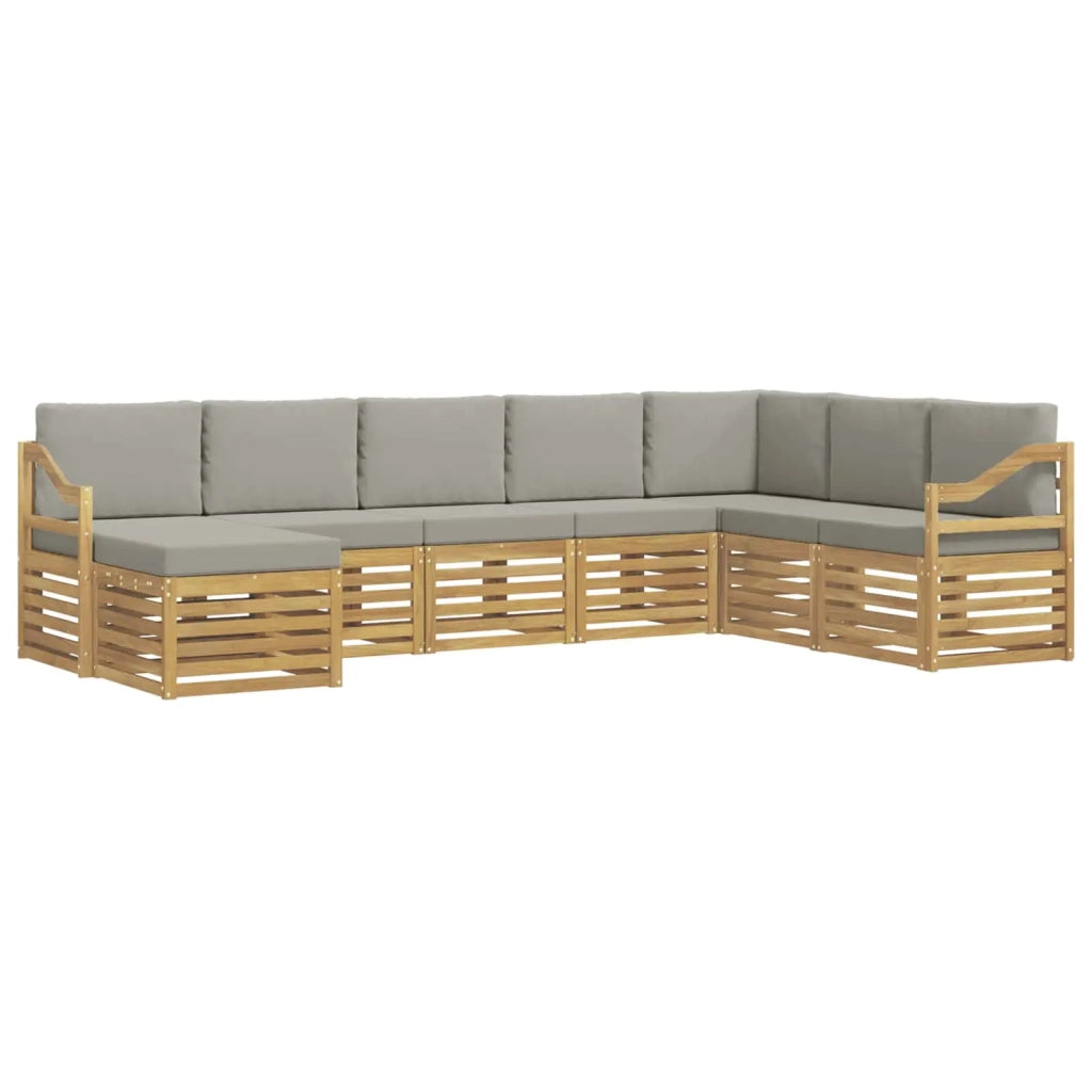 Set di divani da esterno 8 pcs Bianco e Grigio Chiaro