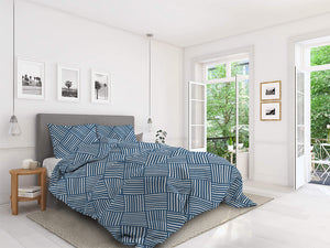 Copripiumino Singolo con Federe Stampato in Microfibra City Life Blue