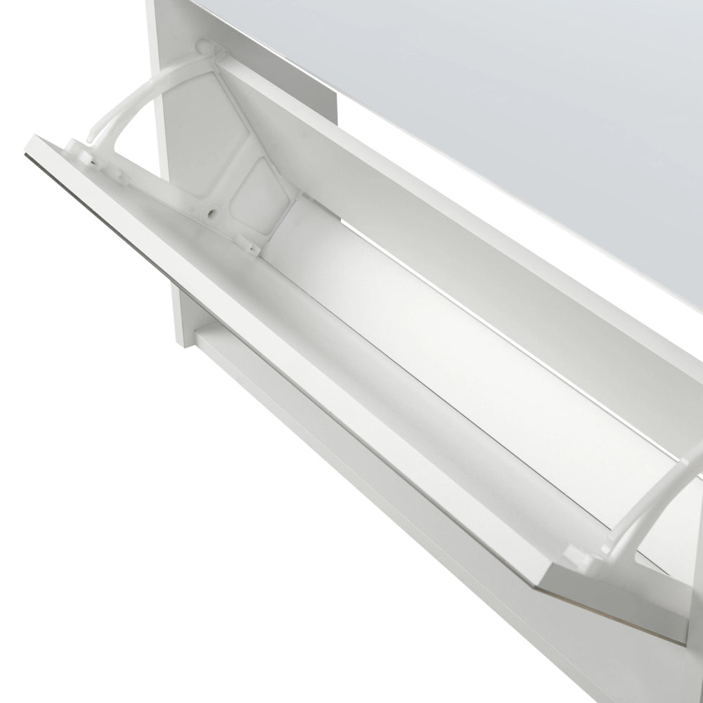 Scarpiera 2 scomparti con telaio in MDF e specchi bianchi design moderno