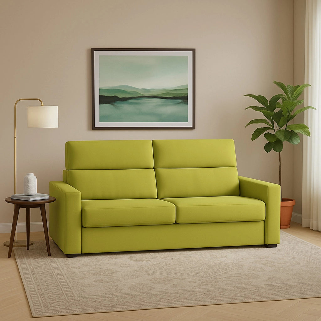 Ozegna, Divano Fisso 3 Posti Sfoderabile Made in Italy, 220x95 cm Verde