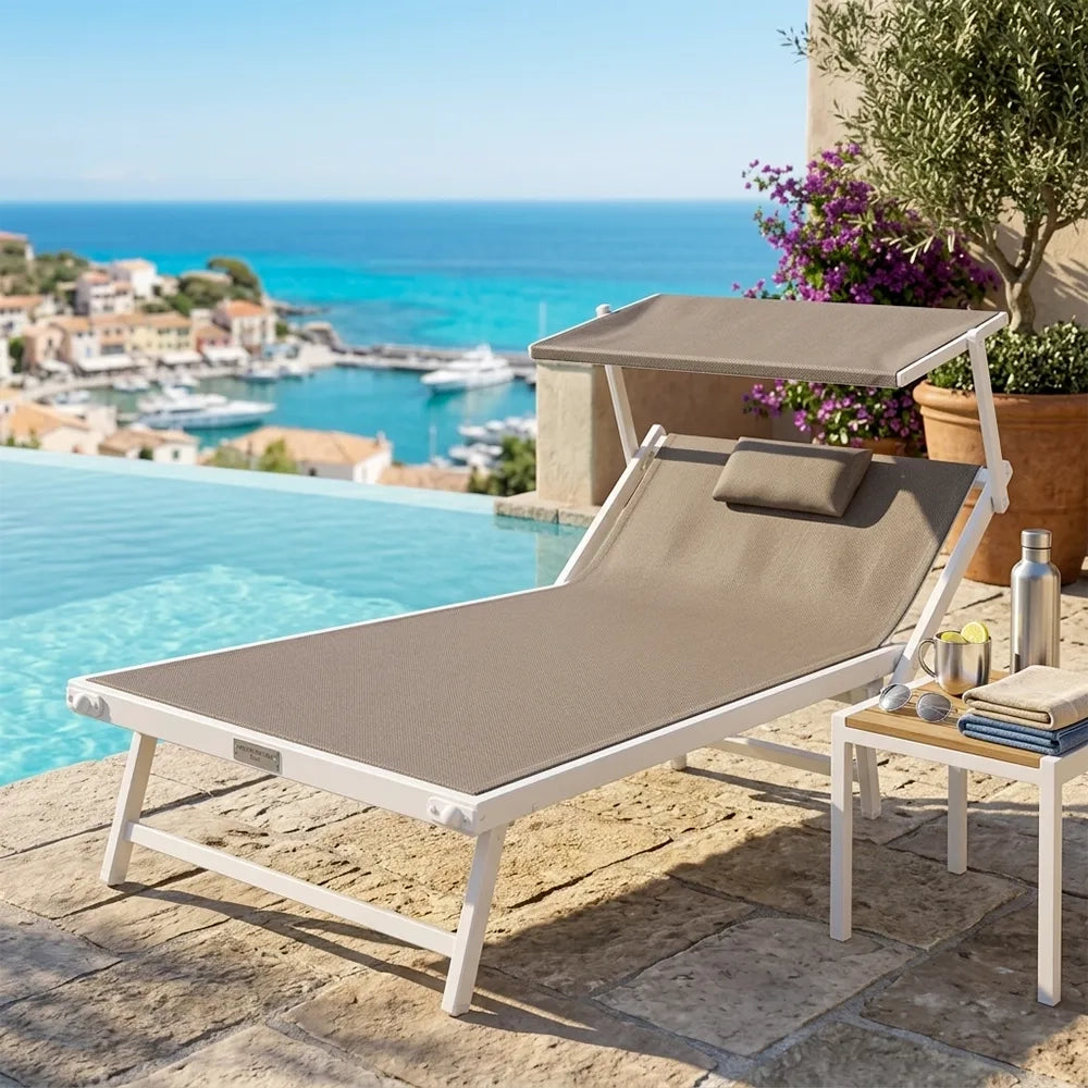 Lettino Mare L-Mediterraneo PLUS - Tortora/Bianco