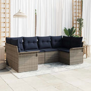 Set Divano da Giardino 6 pcs Grigio Poly Rattan