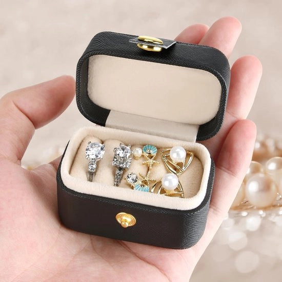 Porta gioielli portatile per anelli e orecchini, mini contenitore per anelli per più anelli, borsa per sostenere gioielli portatile (nero).