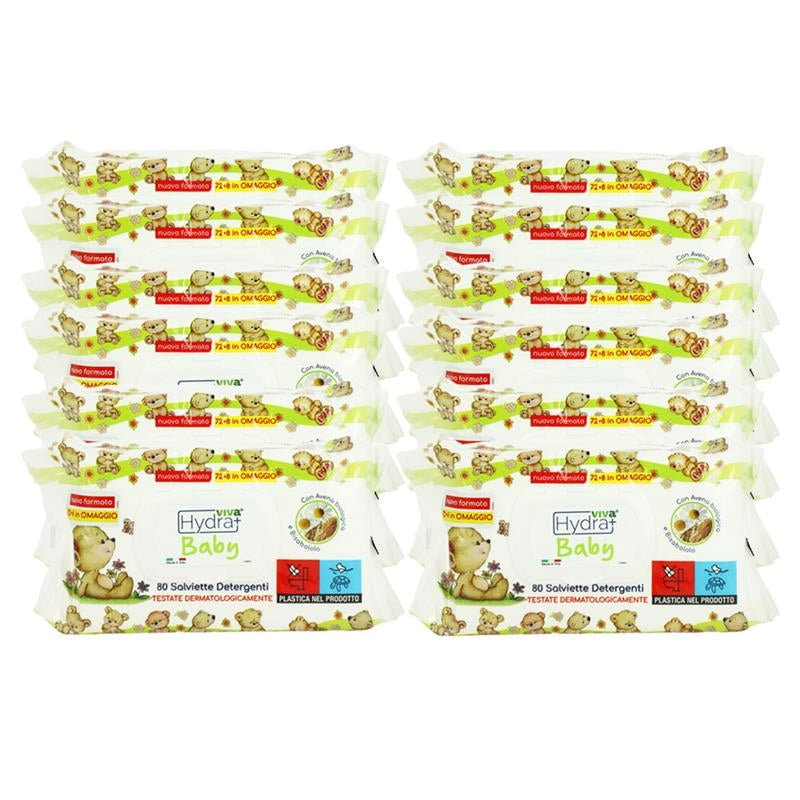 HYDRA VIVA + SALVIETTE DETERGENTI BABY CON AVENA BIOLOGICA E BISABOLOLO 12 CONFEZIONI DA 80 PZ