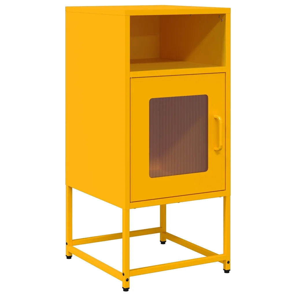 Comodino Giallo Senape 36x39x78 cm in Acciaio Laminato a Freddo