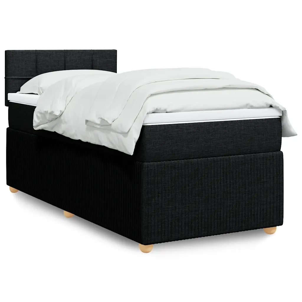 Giroletto a Molle con Materasso Nero 90x190 cm in Tessuto