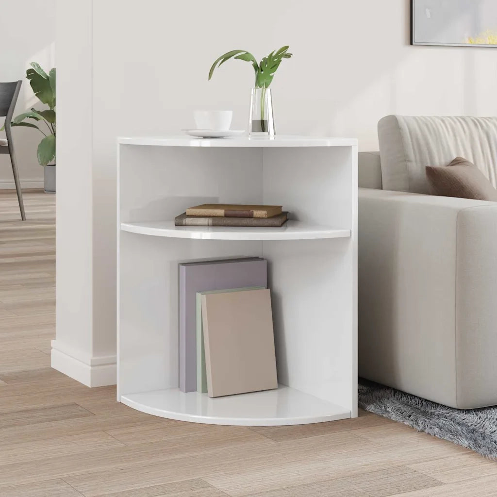 Tavolino | Tavolo laterale Bianco Lucido 39,7 x 39,7 x 60 cm Legno multistrato