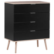 Cassettiera Credenza Nera con 4 Cassetti 93 x 79 cm Soggiorno Camera da Letto Corridoio Armadietto Stile Scandinavo