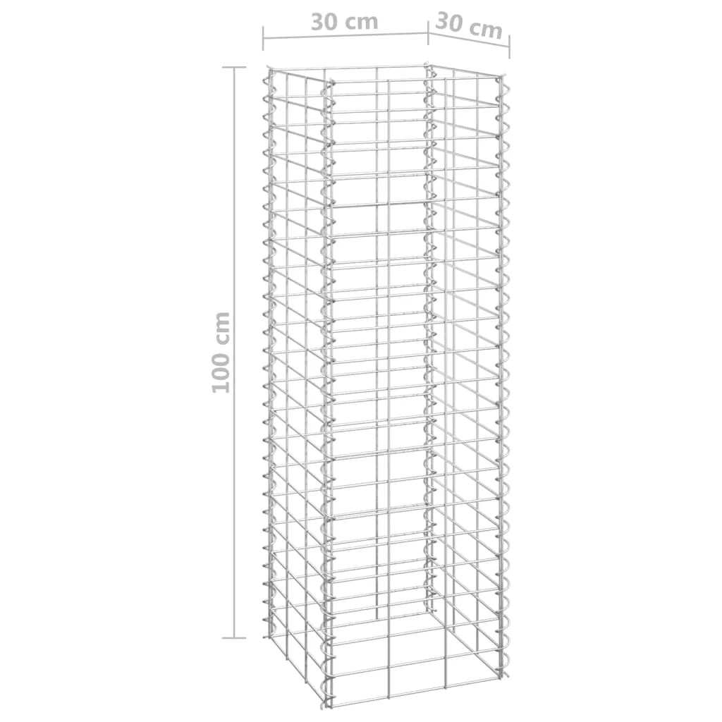 Gabbioni per aiuole rialzate set da 4 30 x 30 x 50/100/150/200 cm ferro argento 02_0039948