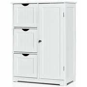 Armadietto di stoccaggio per ufficio con 3 cassetti, Mobile laterale in legno 60x30x81cm Bianco-Cassettiere