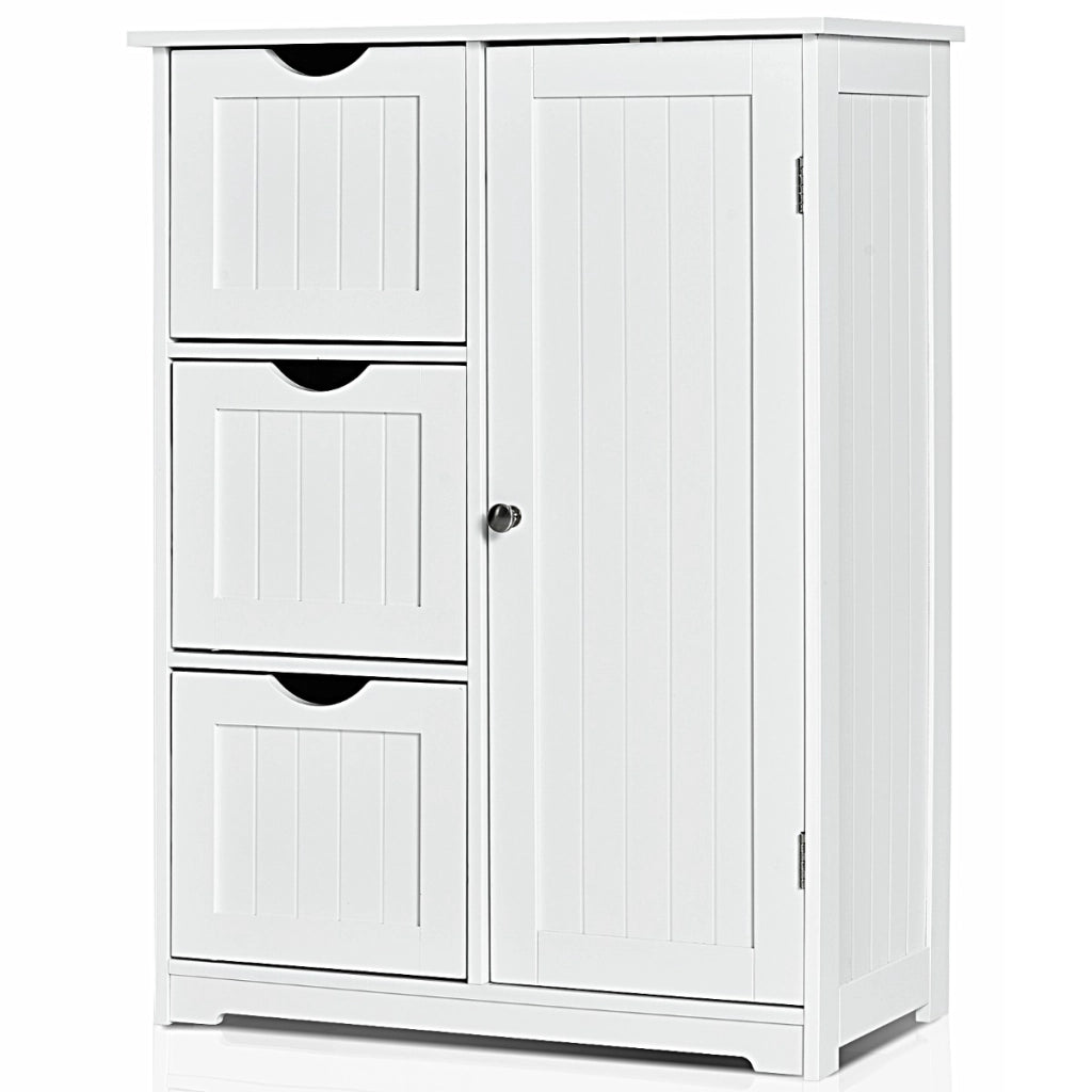 Armadietto di stoccaggio per ufficio con 3 cassetti, Mobile laterale in legno 60x30x81cm Bianco-Cassettiere