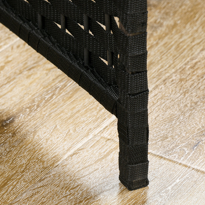 Paravento Divisorio da Interni Pieghevole a 6 Pannelli Intrecciato 240x170 cm in Polipropilene Nero