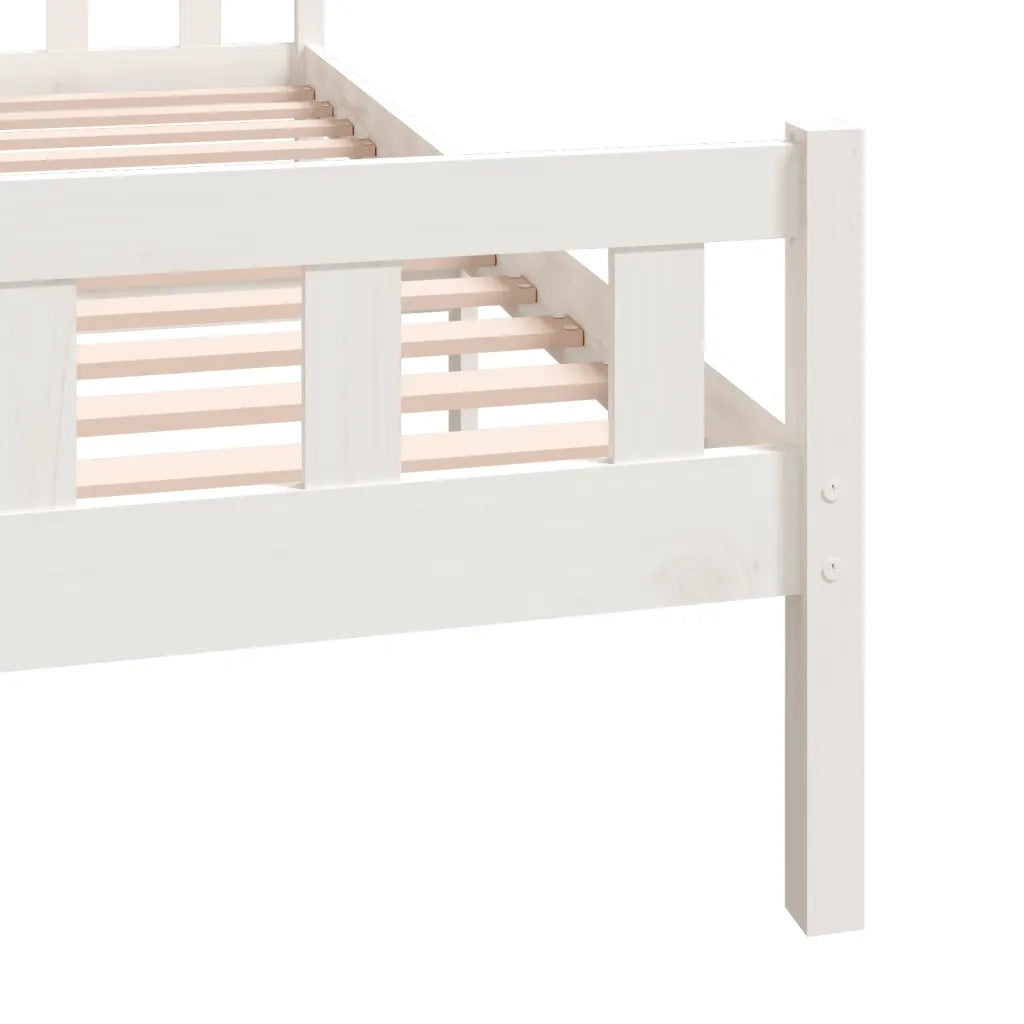 Letto matrimoniale | Letto per adulti | Giroletto Bianco in Legno Massello 160x200 cm