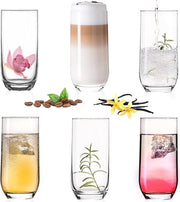 Set di bicchieri in vetro eleganti da 360ml (massimo 440ml) da 6 bicchieri per acqua e succhi di frutta bicchieri lunghi per il drink