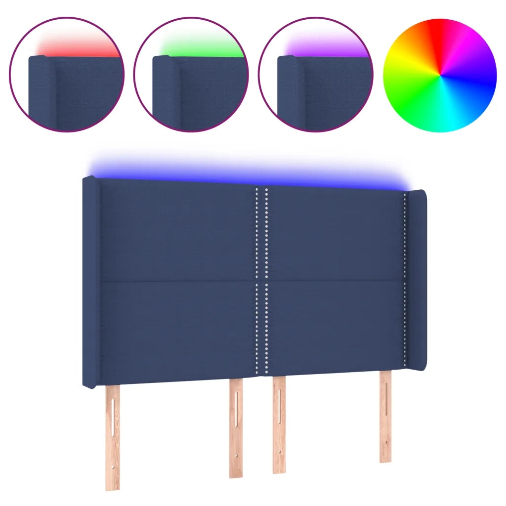 Testiera | Testata a LED Blu 147x16x118/128 cm in Tessuto