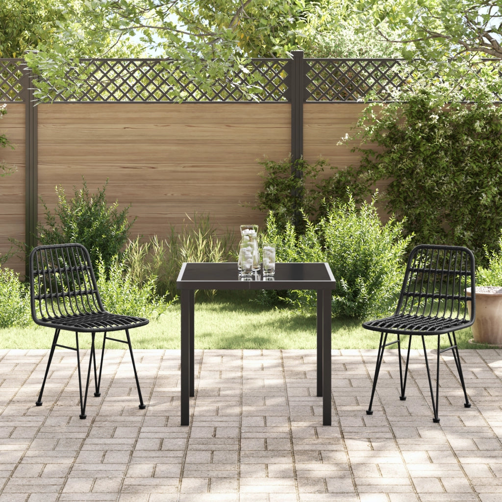 Set da Pranzo da Giardino 3 Pezzi Nero Poli Rattan