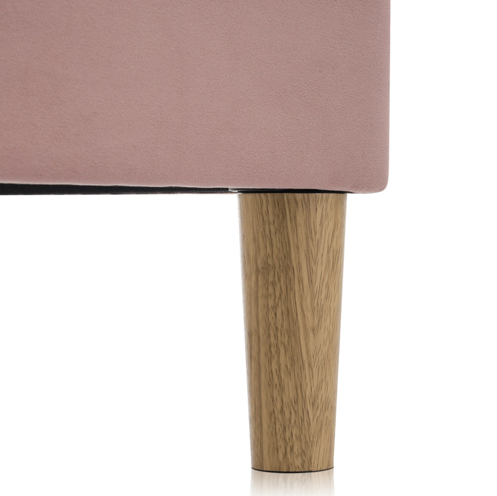 Letto singolo 90x190 cm; testiera LED regolabile; velluto rosa (Senza materasso)