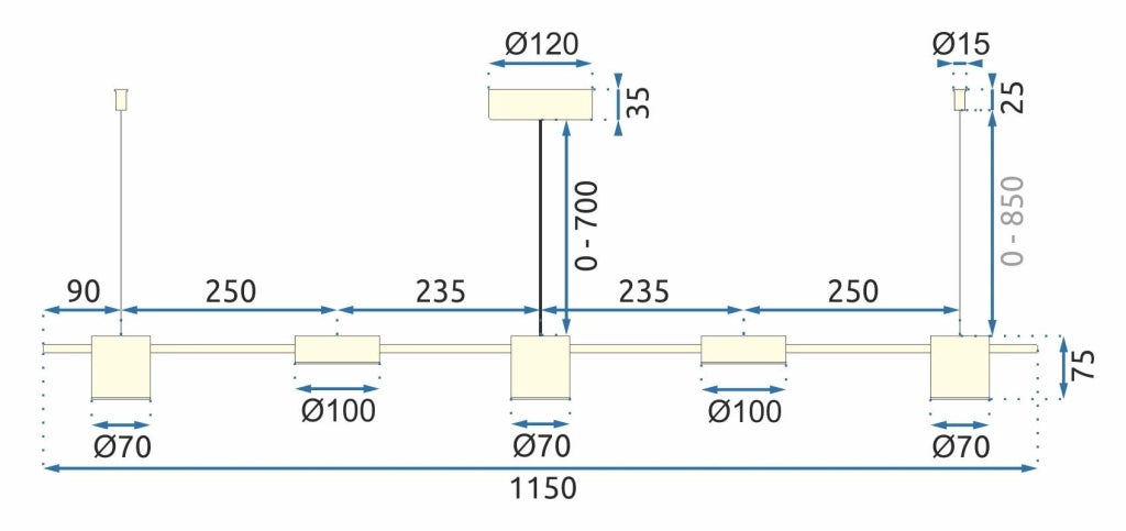 Lampada Led APP929-5CP Gold