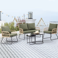 Set 5 Pezzi Arredo da Giardino in Polyrattan Tavolo Divanetto e Sedie da Esterno