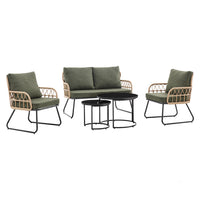 Set 5 Pezzi Arredo da Giardino in Polyrattan Tavolo Divanetto e Sedie da Esterno