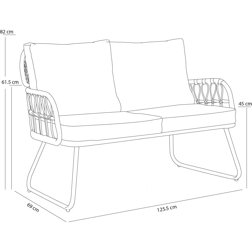 Set 5 Pezzi Arredo da Giardino in Polyrattan Tavolo Divanetto e Sedie da Esterno