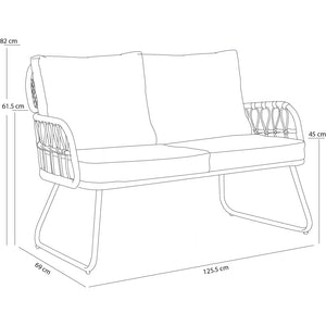 Set 5 Pezzi Arredo da Giardino in Polyrattan Tavolo Divanetto e Sedie da Esterno