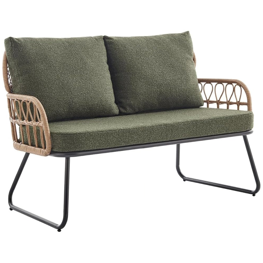 Set 5 Pezzi Arredo da Giardino in Polyrattan Tavolo Divanetto e Sedie da Esterno