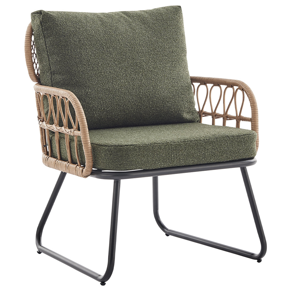 Set 5 Pezzi Arredo da Giardino in Polyrattan Tavolo Divanetto e Sedie da Esterno