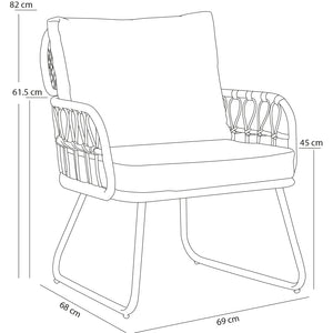 Set 5 Pezzi Arredo da Giardino in Polyrattan Tavolo Divanetto e Sedie da Esterno