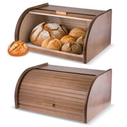 Contenitore per il pane in legno KADAX, grande, marrone massello, per panini.