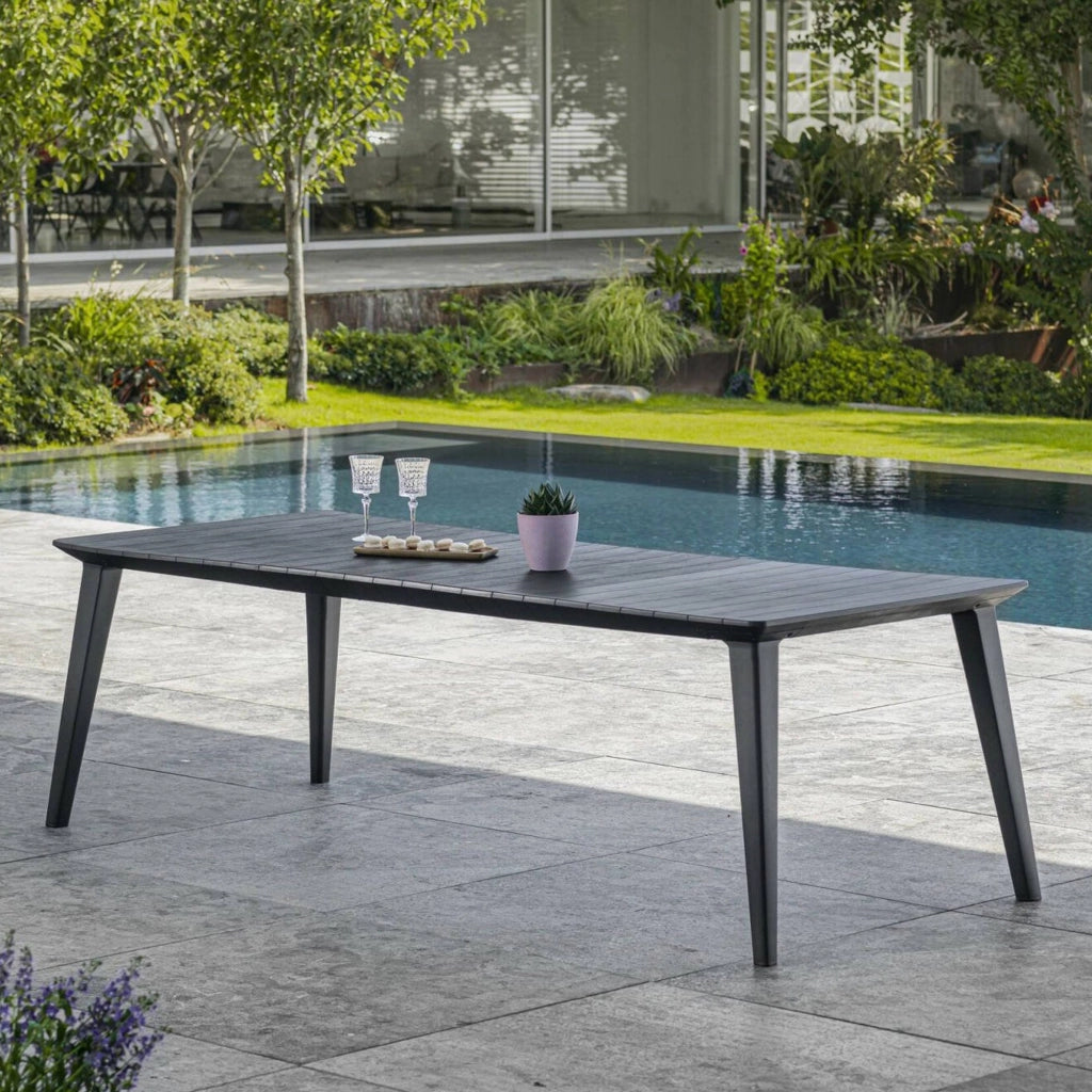 Tavolo da esterno Camrose, Base per picnic, Piano da pranzo da giardino, Banco outdoor multiuso, 235x98 h74 cm, Antracite