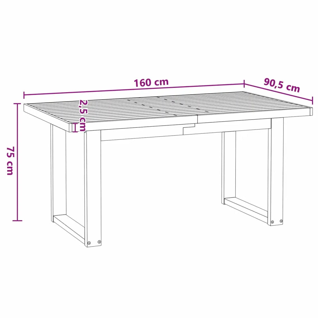 Tavolo da pranzo NOAIN 160 cm Legno Massello di Pino Nero