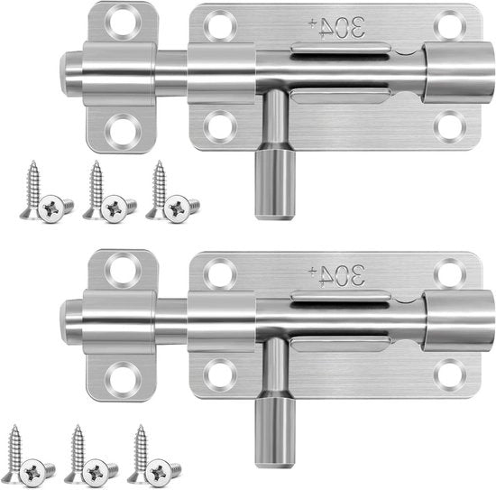 Due maniglioni pieghevoli in acciaio inossidabile 100 mm - chiusura con serratura per porte e finestre.