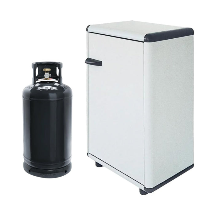 MOBILE PORTA BOMBOLE GAS IN PVC GRIGIO A 1 ANTA CON MANIGLIA E PIEDI ANTISCIVOLO - CM 59x92x39  - CON RIPIANO ALL'INTERNO  - GRA