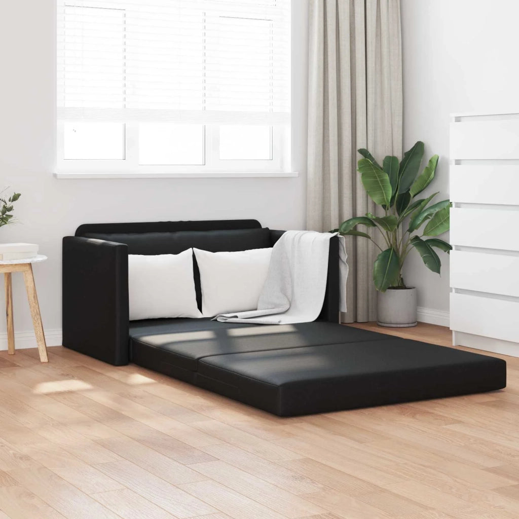 Divano letto | Sof¨¤ letto | Letto singolo Nero 124 x 71 x 78 cm Pelle Artificiale