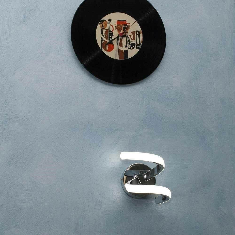 Trade Shop - Applique Led A Parete 9watt Curva Spirale Luce Fredda Naturale Calda E58 Argento -
