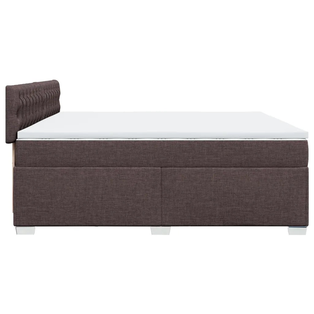 vidaXL Giroletto a Molle con Materasso Marrone Scuro 200x200cm Tessuto