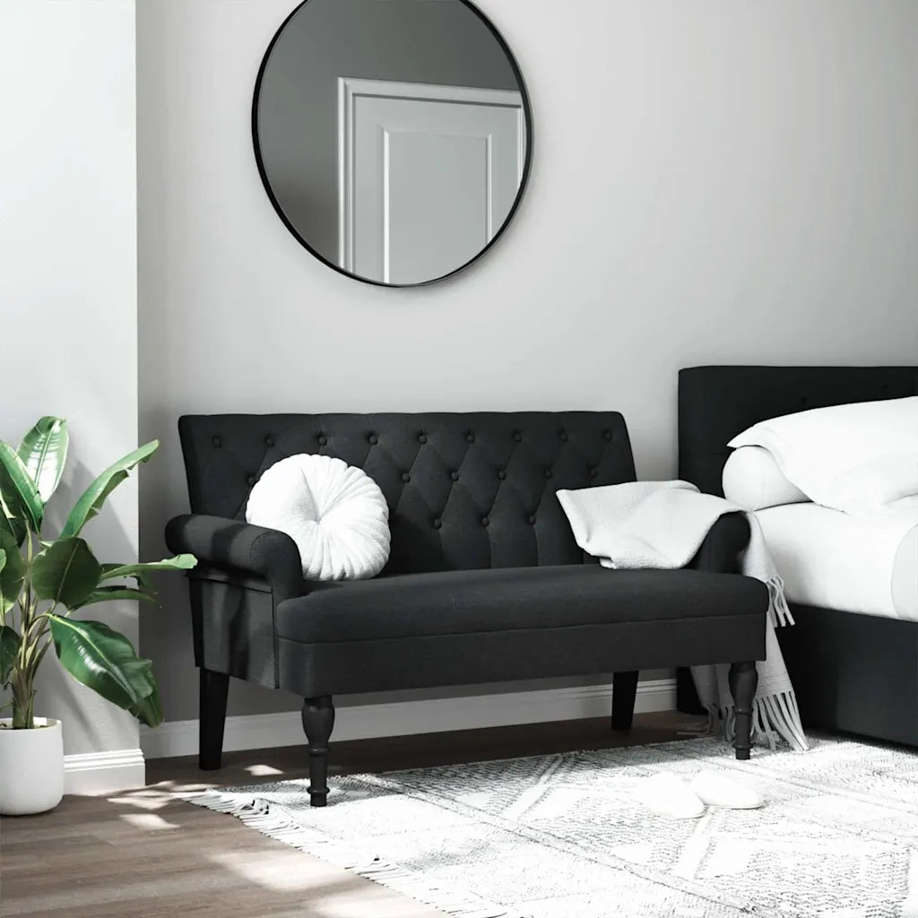 Panca con schienale nera 120x62x75,5 cm in tessuto 372122