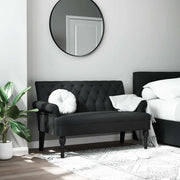 Panca con schienale nera 120x62x75,5 cm in tessuto 372122