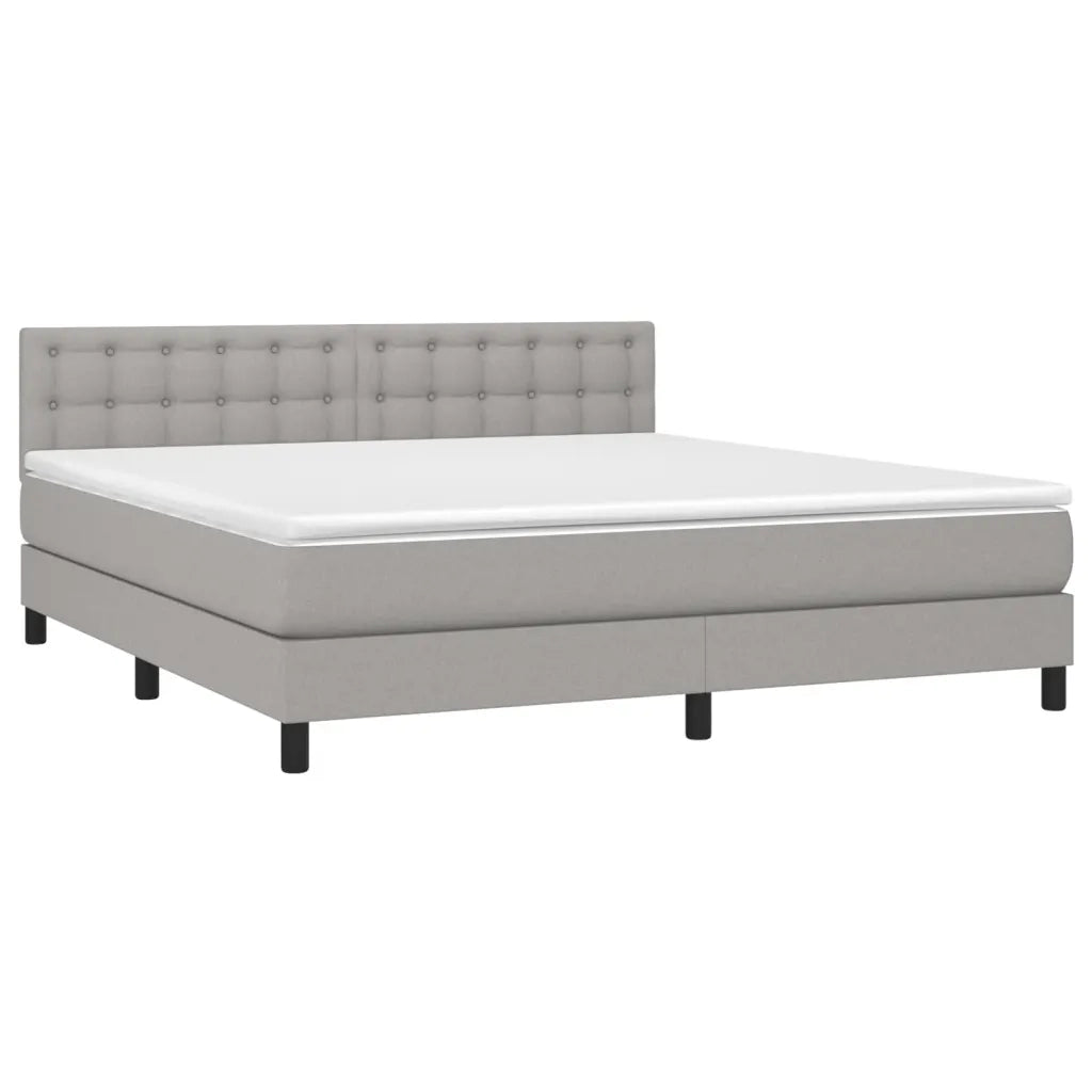 Letto a Molle Materasso e LED Grigio Chiaro 160x200 cm Tessuto cod mxl 45542
