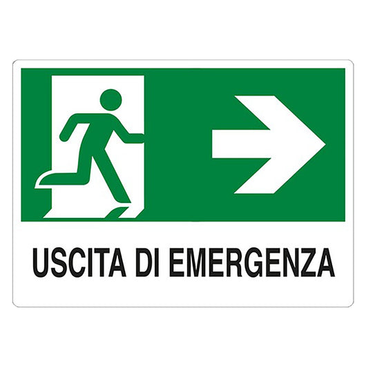 CARTELLO SEGNALETICA USCITA EMERGENZA A DESTRA  - EUROSIGNALS