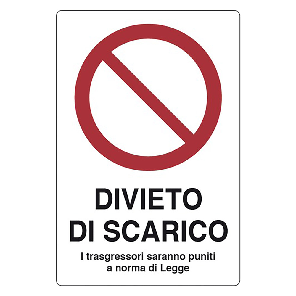 CARTELLO SEGNALETICA DIVIETO DI SCARICO  - EUROSIGNALS
