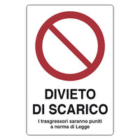 CARTELLO SEGNALETICA DIVIETO DI SCARICO  - EUROSIGNALS